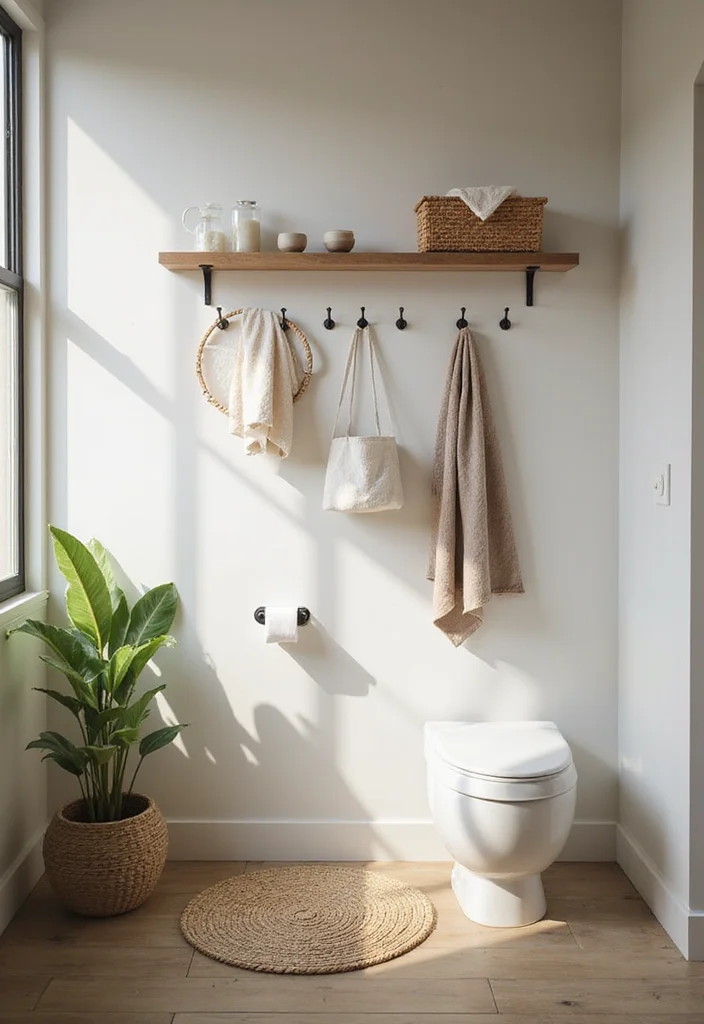 13 Cozy Modern Small Bathroom Storage Ideas for Renters That Hide Clutter Without a Single Drill Hole - 13. Stylish Hooks for Accessories 1