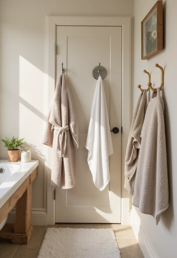 13 Cozy Modern Small Bathroom Storage Ideas for Renters That Hide Clutter Without a Single Drill Hole - 5. Door Hooks and Hangers 1