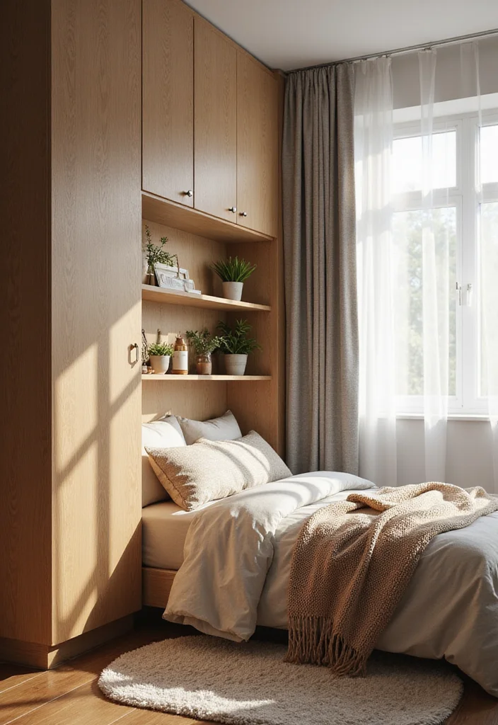 18 Cozy Modern Small Bedroom Storage Ideas for Renters That Find Floor Space You Forgot You Had - 12. Use a Room Divider with Storage 1
