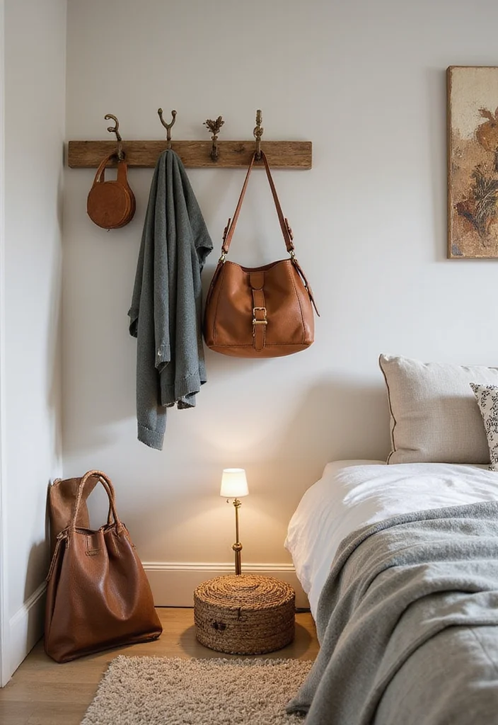 18 Cozy Modern Small Bedroom Storage Ideas for Renters That Find Floor Space You Forgot You Had - 14. Use Wall Hooks for Extras 1