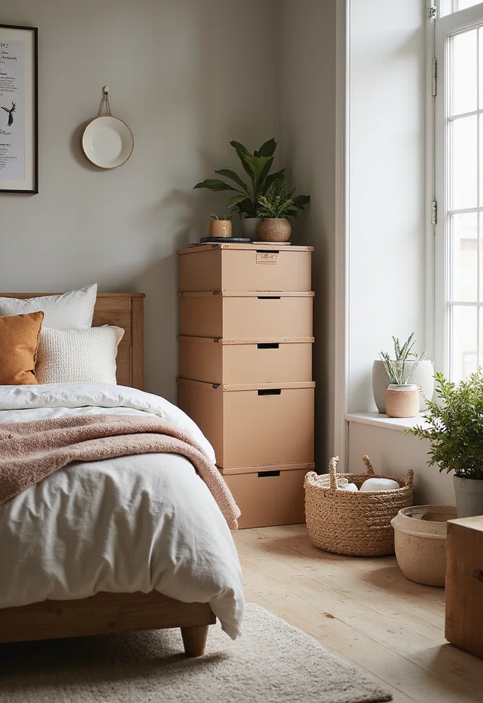 18 Cozy Modern Small Bedroom Storage Ideas for Renters That Find Floor Space You Forgot You Had - 18. Invest in Stylish Storage Boxes 1