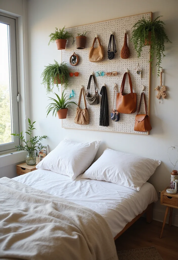 18 Cozy Modern Small Bedroom Storage Ideas for Renters That Find Floor Space You Forgot You Had - 8. Use Pegboards for Storage 1