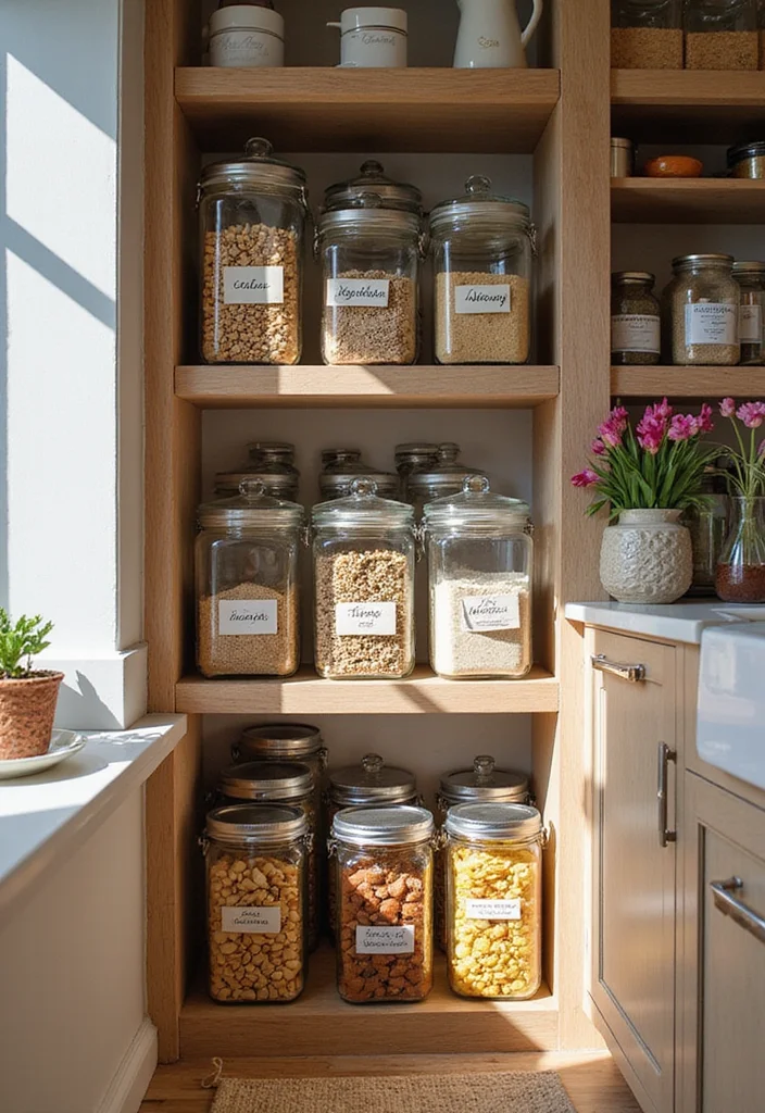 21 Cozy Modern Small Kitchen Storage Ideas That Make Every Inch Feel Custom - 10. Use Clear Storage Containers 1