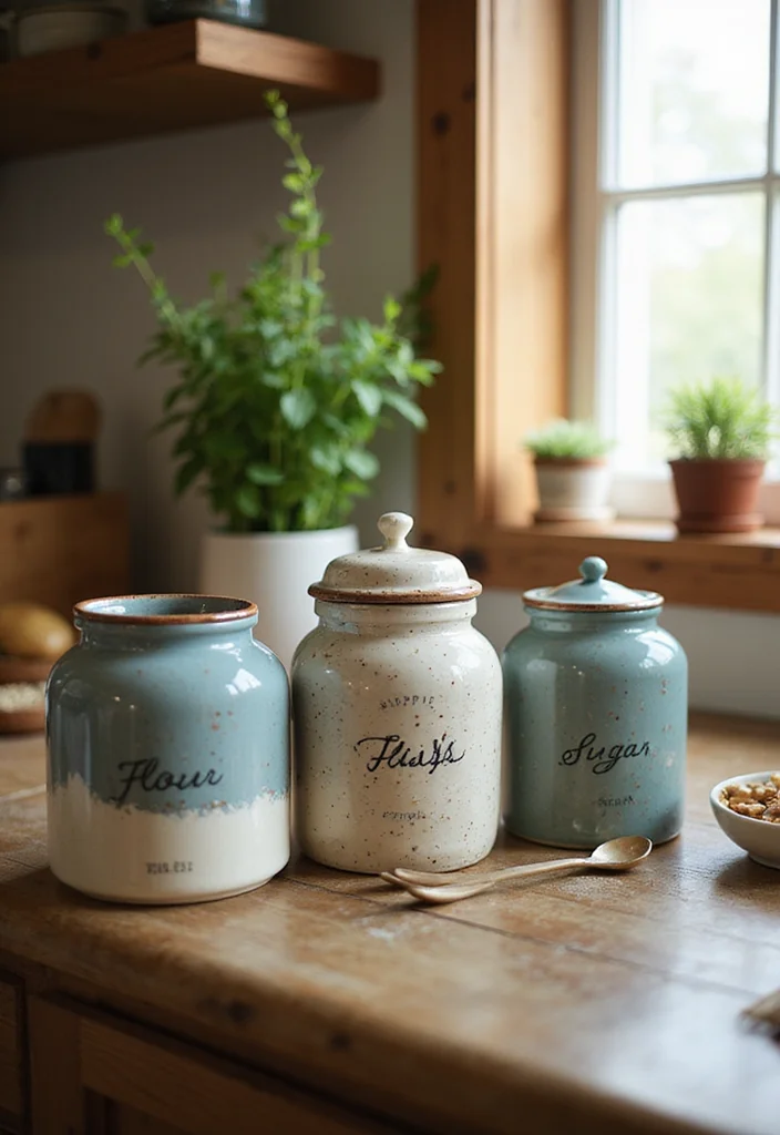 21 Cozy Modern Small Kitchen Storage Ideas That Make Every Inch Feel Custom - 16. Use Beautiful Canisters for Dry Goods 1