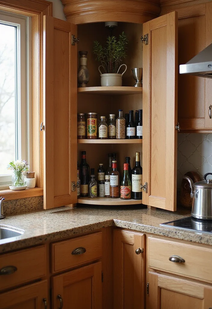 21 Cozy Modern Small Kitchen Storage Ideas That Make Every Inch Feel Custom - 17. Transform Corner Cabinets with Lazy Susans 1