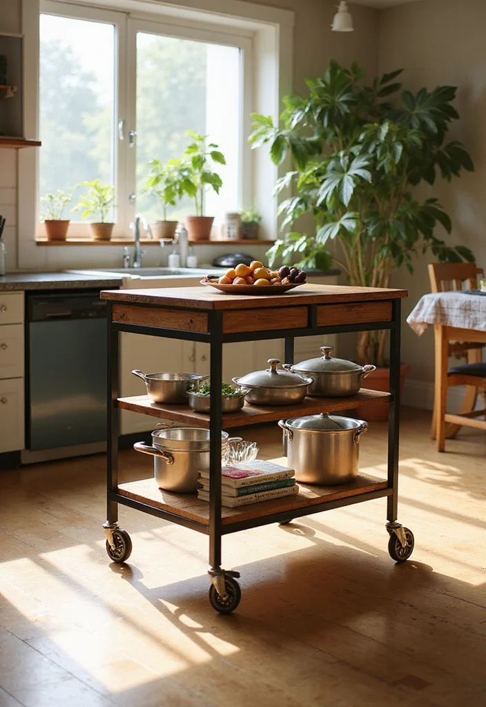 21 Cozy Modern Small Kitchen Storage Ideas That Make Every Inch Feel Custom - 3. Incorporate a Rolling Cart 1