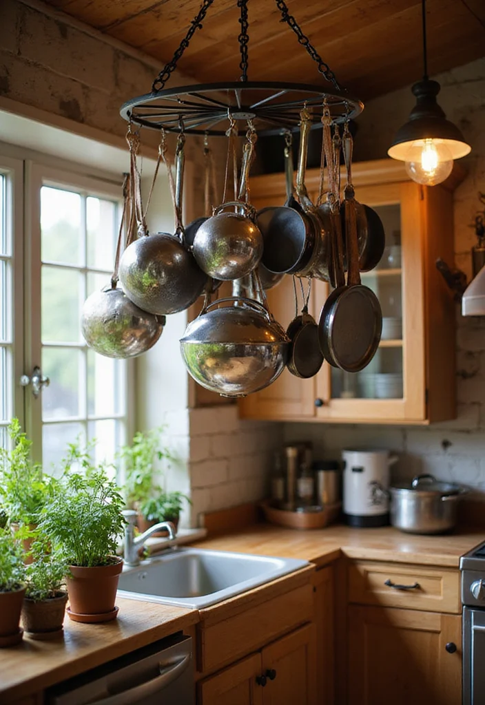 21 Cozy Modern Small Kitchen Storage Ideas That Make Every Inch Feel Custom - 6. Artful Pot and Pan Displays 1