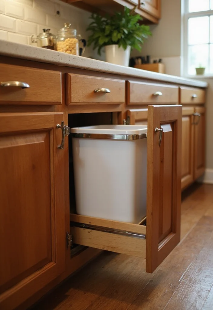21 Cozy Modern Small Kitchen Storage Ideas That Make Every Inch Feel Custom - 9. Hidden Trash Solutions 1