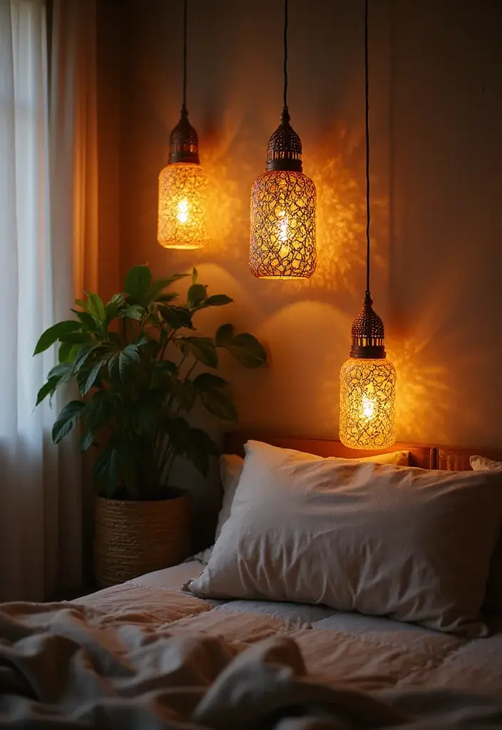 24 Cozy Modern Bedroom Lighting Ideas for Renters That Glow Like a Boutique Hotel - 11. Decorative Lanterns 1