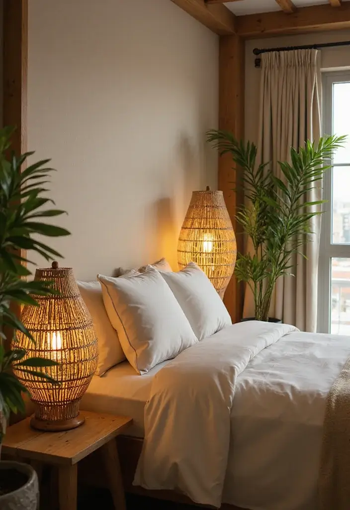 24 Cozy Modern Bedroom Lighting Ideas for Renters That Glow Like a Boutique Hotel - 12. Bamboo Lighting Fixtures 1