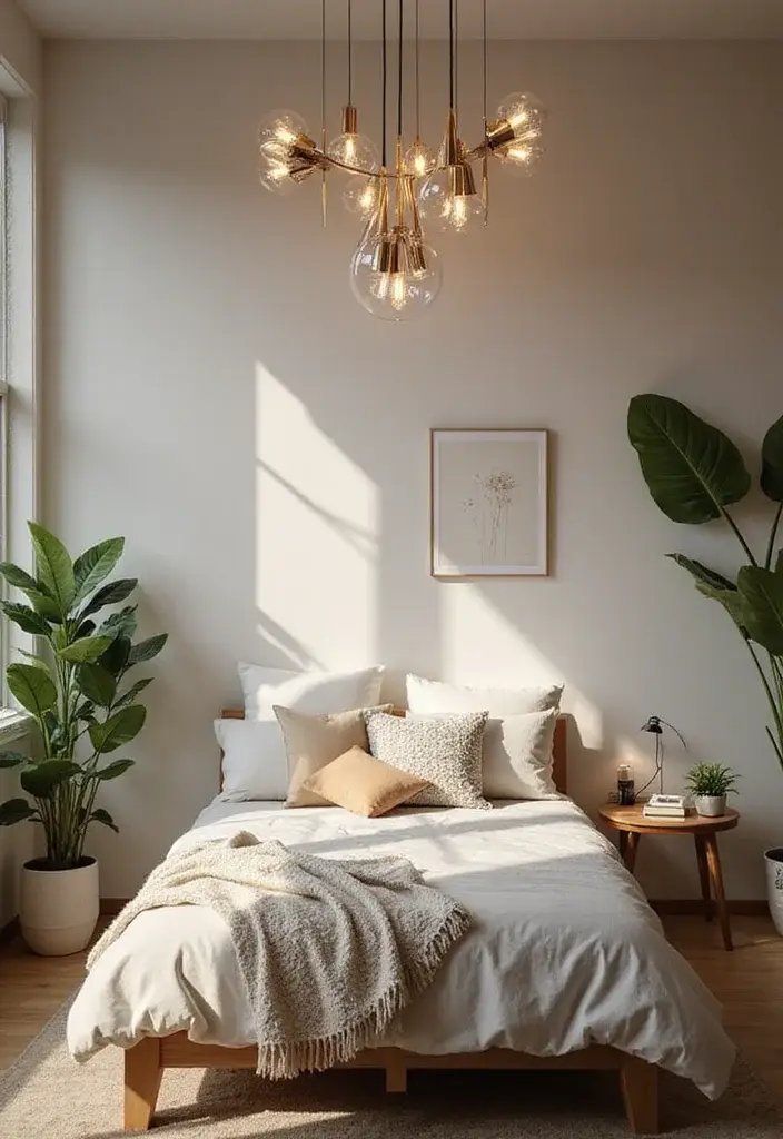 24 Cozy Modern Bedroom Lighting Ideas for Renters That Glow Like a Boutique Hotel - 14. Artful Light Fixtures 1