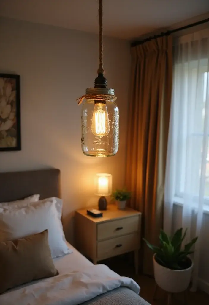 24 Cozy Modern Bedroom Lighting Ideas for Renters That Glow Like a Boutique Hotel - 21. Upcycled Lighting Ideas 1
