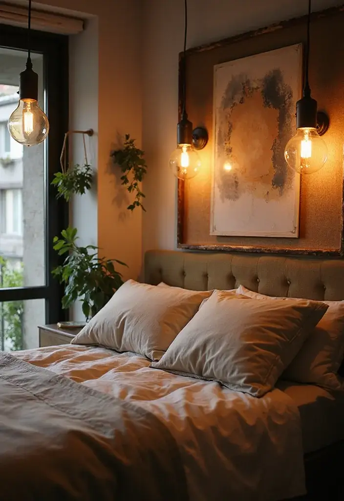 24 Cozy Modern Bedroom Lighting Ideas for Renters That Glow Like a Boutique Hotel - 23. Mixed Materials Lighting 1
