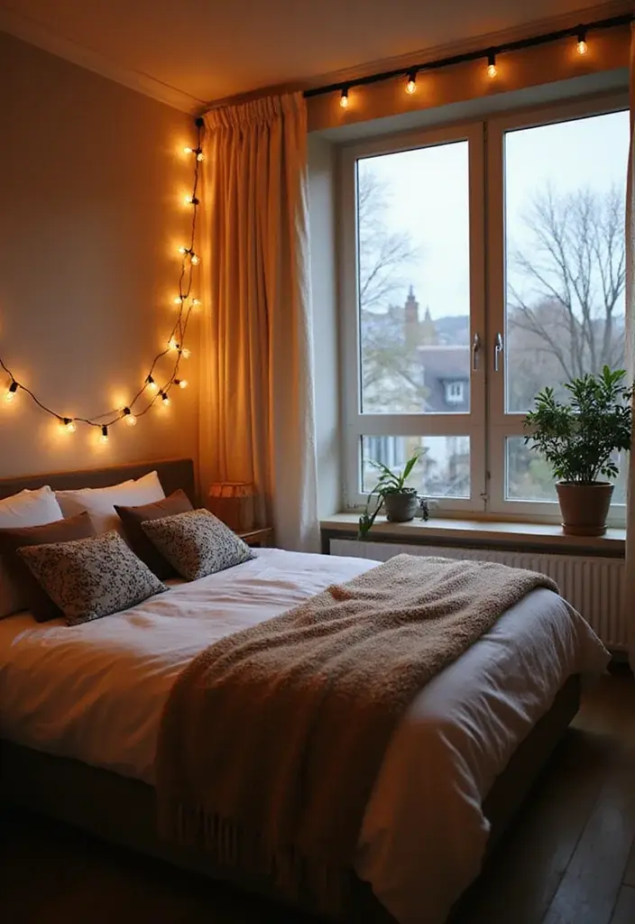 24 Cozy Modern Bedroom Lighting Ideas for Renters That Glow Like a Boutique Hotel - 4. String Lights in Creative Shapes 1