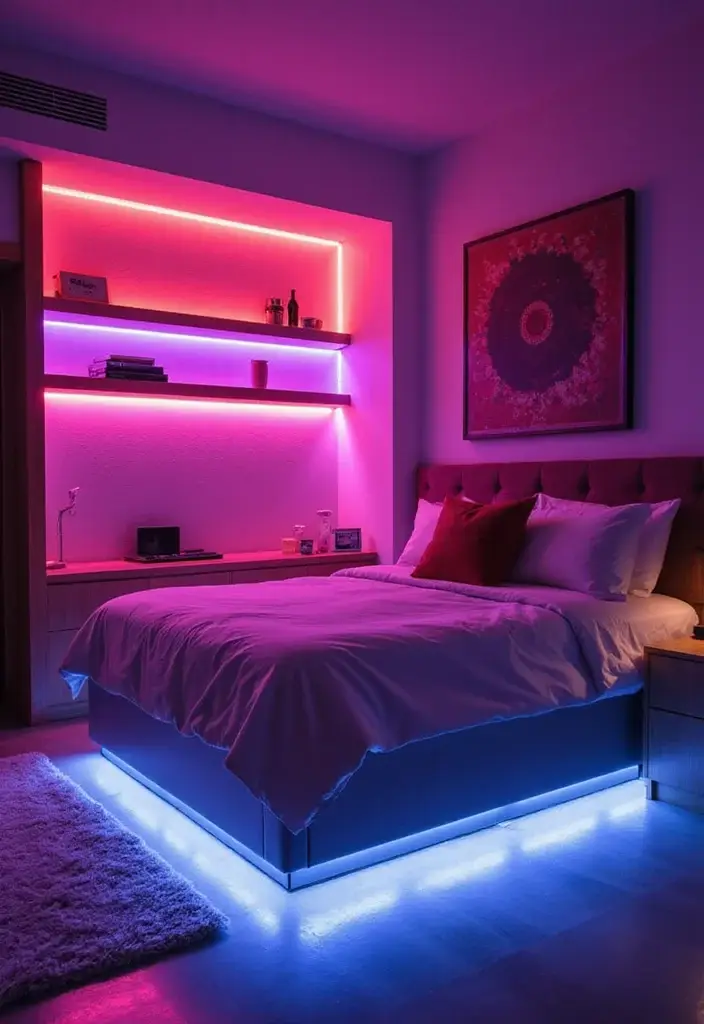 24 Cozy Modern Bedroom Lighting Ideas for Renters That Glow Like a Boutique Hotel - 7. LED Strip Lighting 1