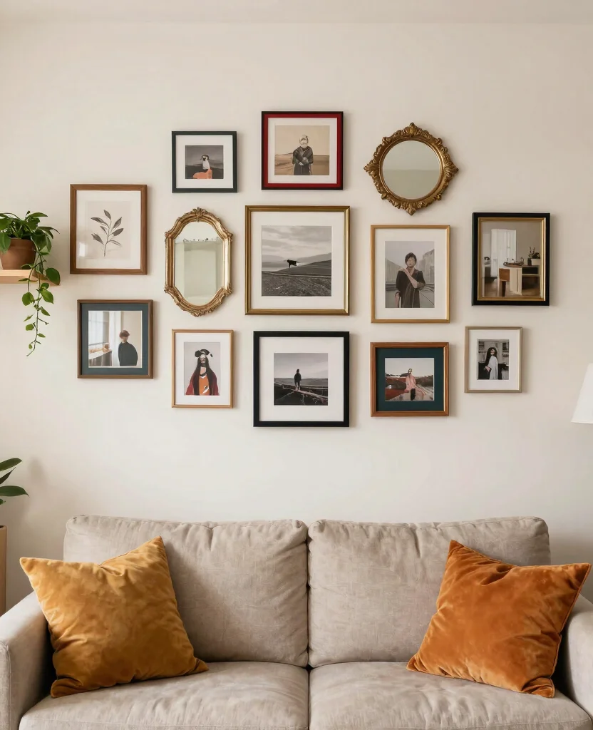 Transform Your Small Apartment Living Room with Cozy Decor Ideas for Maximum Style - 3. Create a Gallery Wall for Personal Touch 1